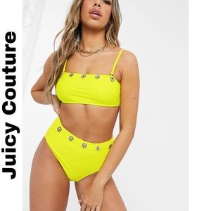 juicy couture yellow button detail bikini set